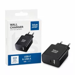 Blue Star 25W hálózati gyorstöltő – USB-C + USB-A