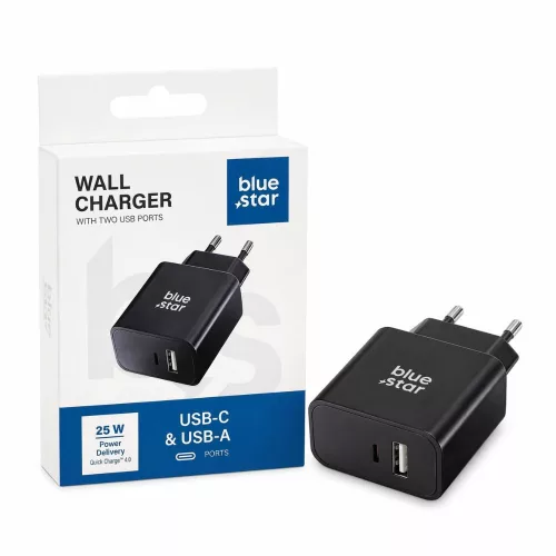 Blue Star 25W hálózati gyorstöltő – USB-C + USB-A