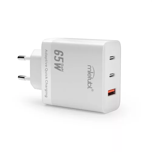 Mietubl MTB-CS07E C típusú PD65W+PD65W+QC3.0 gyorstöltő hálózati adapter, fehér